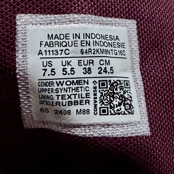 Converse Chuck Taylor All Star Hi Sneaker Brand New W Box Womens 8 Purple S-1530 - Picture 16 of 16